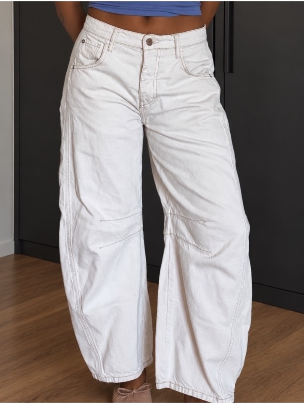 Free People We The Free Good Luck  Barrel Ivory / Creamy Off-White size 26